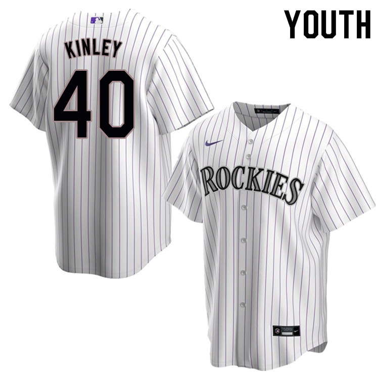 Nike Youth #40 Tyler Kinley Colorado Rockies Baseball Jerseys Sale-White - Click Image to Close